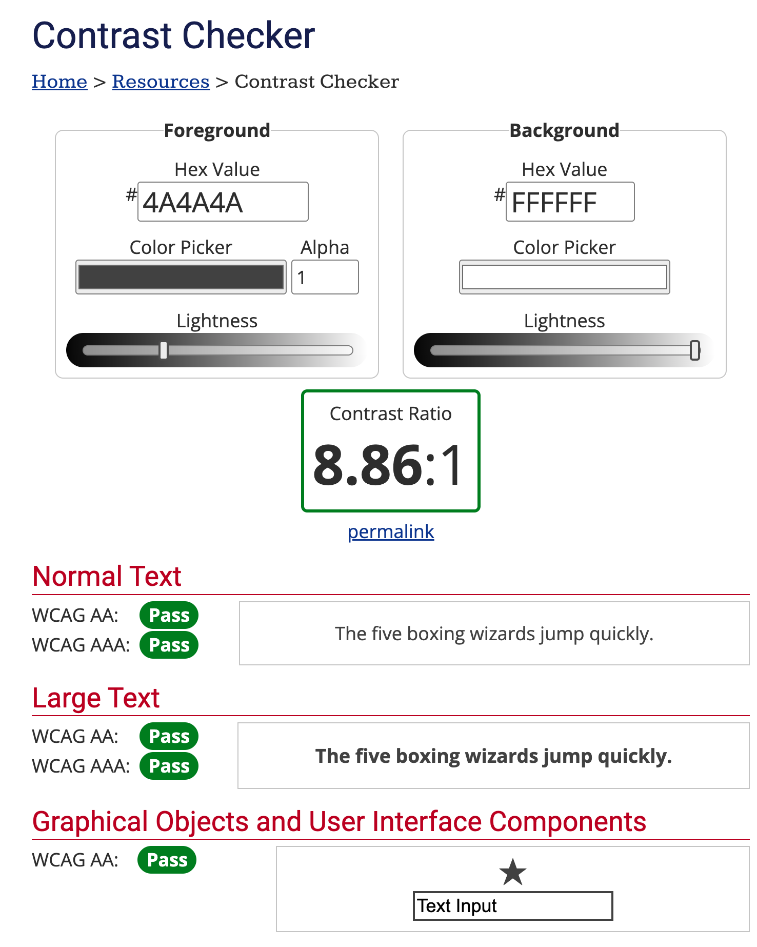 WebAIM Contrast Checker 2